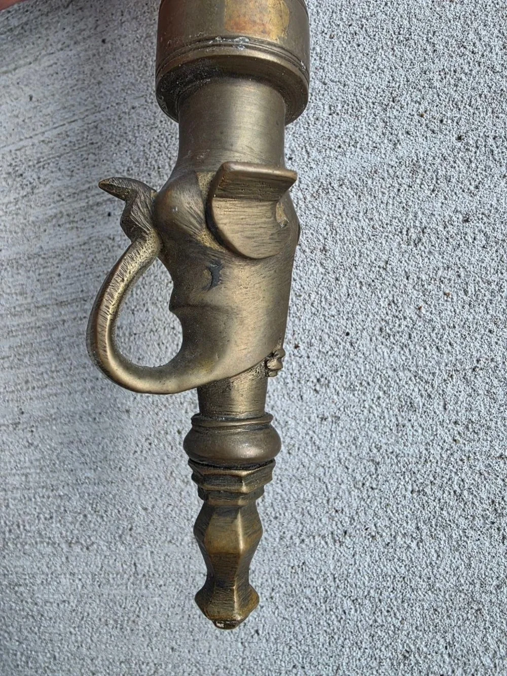 Antique Vintage Brass Fireplace Blowpipe Bird Figural Hearth Tool Wood Handle